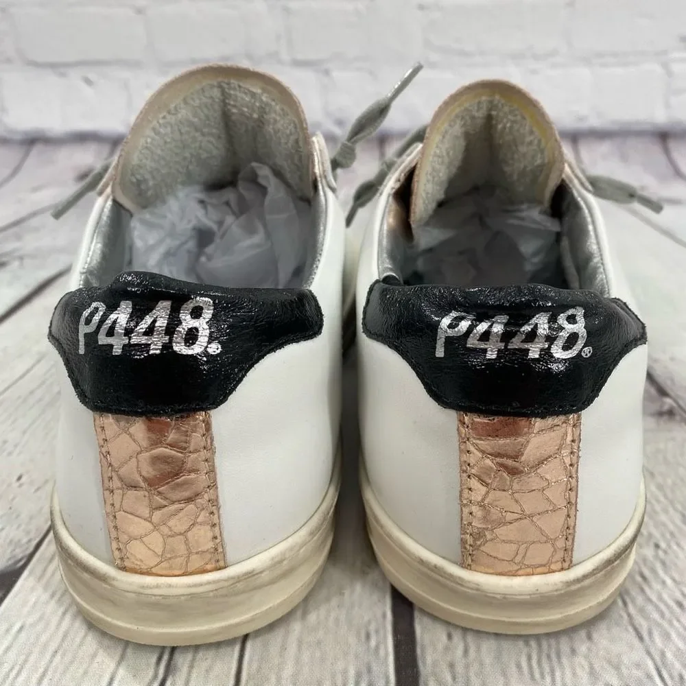 P448 White Sneakers with Rose Gold Accents - Picture 4 of 10